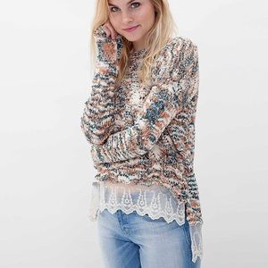 BKE sweater with lace trim
